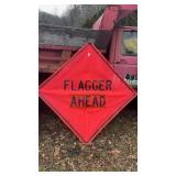 Flagger Ahead Sign