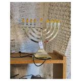 Menorah plastic lights up