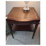 Pair of vintage mahogany leather top end tables
