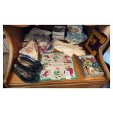 Assortment of Vintage Linens, Gloves, Pins, etc.