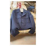 Vintage Military Jacket with Cap and Ties, 38R