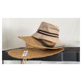 Fishing Hat and 2 Straw Hats