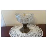 VTG W German clear cut crystal compote bowl with