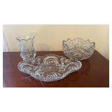 3 EAPG ? Heavy crystal saw tooth edge bowl &