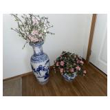 Large Chinese blue and white vase- 2 ft h &
