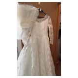 1955 Bridal Gown, beaded & sequins veil