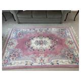 Vintage floral style wool? area rug with fringe