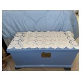 Vintage wooden chest- 25 x 12.5  with doilies