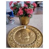 Metal plate & faux flowers