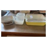 Vtg Pyrex Primary Yellow refrigerator dish, 2