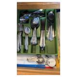 Stainless Flatware, measuring spoons, knife