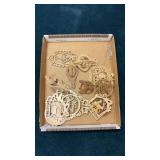 Tray of Wooden Christmas Ornaments