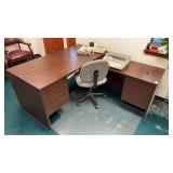 L-Shaped Office Desk with Chair NO CONTENTS
