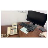 Desktop Monitor, keyboard, phone, answering