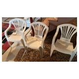 6 Plastic Chairs and 2 End Tables