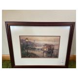 Vintage framed artwork print titled "San