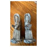 Carved Marble Monk Bookends & Novels
