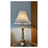 2 Solid Brass Top Lamps 29 " H Brocade Shades