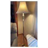 Brass Floor Lamp with Brocade Shade