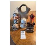 Indian Pottery Vase & figures