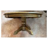MCM Oval Oak Coffee Table, Pedestal Base 34 x 25