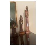 3 wooden Monk Priests Statues
