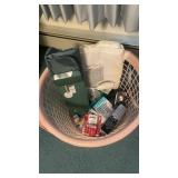 Basket of batteries, heating pad, etc