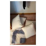 Ivory Brocade pillows & Crocheted Lap Afghan
