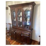 Wooden China hutch with glass shelves & lower