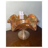 Vintage Carnival Glass Marigold Small Compote -6
