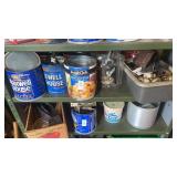 Shelf lot of doorknobs, nails, etc