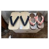 2 Pairs of Wooden Flip Flops