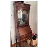 Wooden Secretary Cabinet W Display Shelving NO