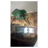 Green Glass Banker Lamp