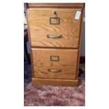 Oak 2 Drawer Locking File Cabinet No Contents