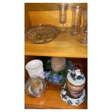 Buffet/ server cupboard parfait glasses, candles,