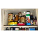 Shelf lot of Wax, Rope, And other items