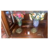 Wooden Cross, Medallions, and Fake Flowers