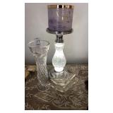 Lighted glitter candle holder, vase and candle