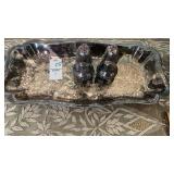 Sheridan silver plated tray, salt and pepper