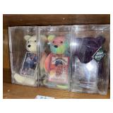 3 Bamm  Beanos bears with cards-  variety