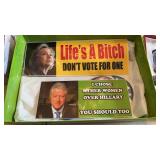 Donald Trump Pins and Clinton Stickers