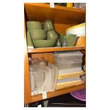 Plastic Tupperware & Set of Plates, Cups, &