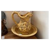 vintage ceramic wash pitcher and basin set