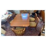 MCM Honey Maple Drop Leaf Table & 6 Chairs 26