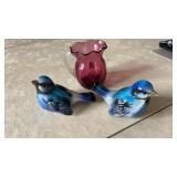 Goebel Bluebirds & Pilgrim Glass Co Cranberry