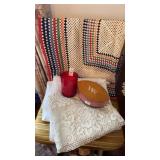 Crocheted Table Cover, linens, Candles