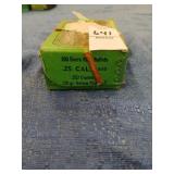 Open box of Sierra 25 cal 120 gr reloading