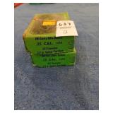 2 open boxes of Sierra 25 cal 117 gr reloading