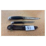 Two Vintage Skinning Knives One Has Sheath
